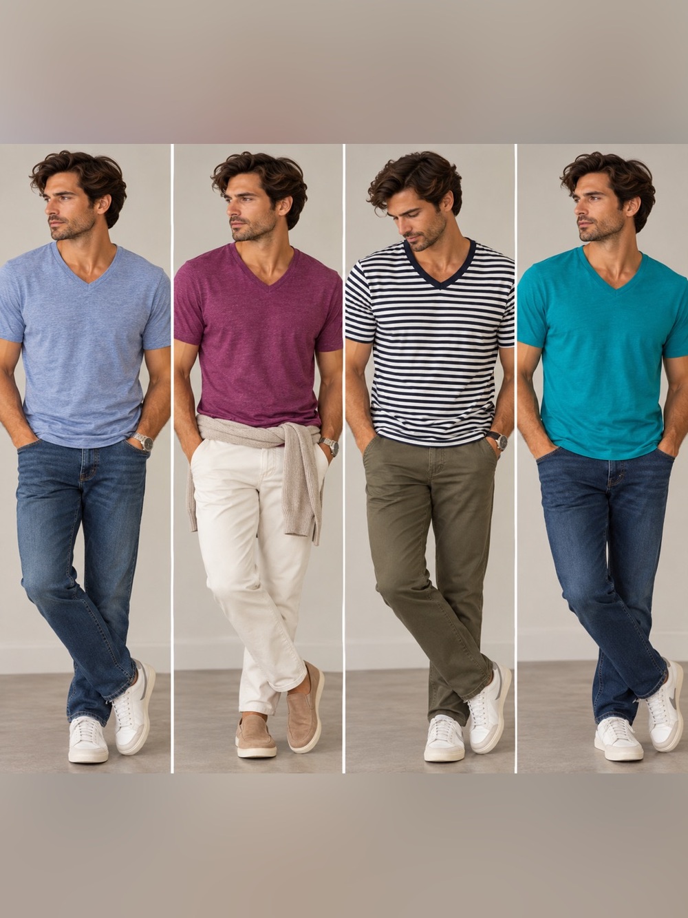 Express Men's Stretch V-Neck Tee Lot of 4 Short Sleeve Size M